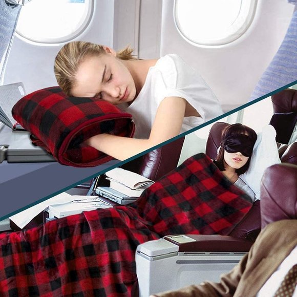 New Travel Blanket and Pillow, Dual Zippers, Clip On Strap, Warm Soft Fl… - Picture 12 of 13